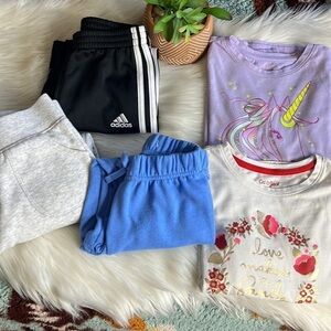 5 piece girls bundle lot - 3 sweatpants - 2 long sleeves